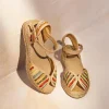 Toni Pons Cuñas Medias | Abiertas | BELLA-MA - Alpargata de mujer con cuña media en rafia multicolor | BELLA-MA