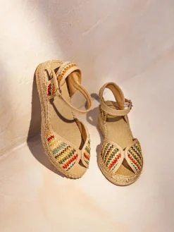 Toni Pons Cuñas Medias | Abiertas | BELLA-MA - Alpargata de mujer con cuña media en rafia multicolor | BELLA-MA