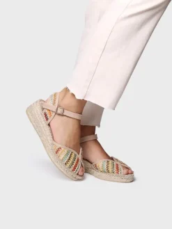 Toni Pons Cuñas Medias | Abiertas | BELLA-MA - Alpargata de mujer con cuña media en rafia multicolor | BELLA-MA