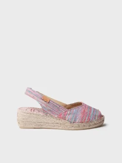 Toni Pons Cuñas Medias | Abiertas | BERI-RG - Alpargata peep toe de mujer con cuña y tejido rayado | BERI-RG
