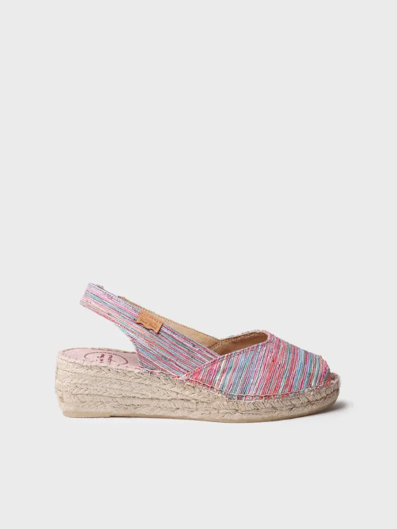 Toni Pons Cuñas Medias | Abiertas | BERI-RG - Alpargata peep toe de mujer con cuña y tejido rayado | BERI-RG