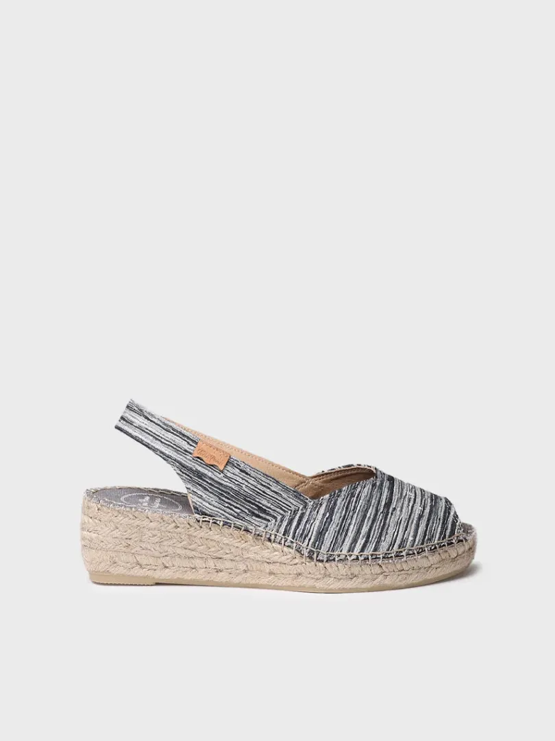 Toni Pons Cuñas Medias | Abiertas | BERI-RG - Alpargata peep toe de mujer con cuña y tejido rayado | BERI-RG