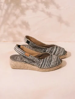 Toni Pons Cuñas Medias | Abiertas | BERI-RG - Alpargata peep toe de mujer con cuña y tejido rayado | BERI-RG