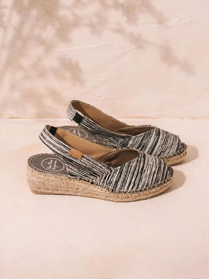 Toni Pons Cuñas Medias | Abiertas | BERI-RG - Alpargata peep toe de mujer con cuña y tejido rayado | BERI-RG