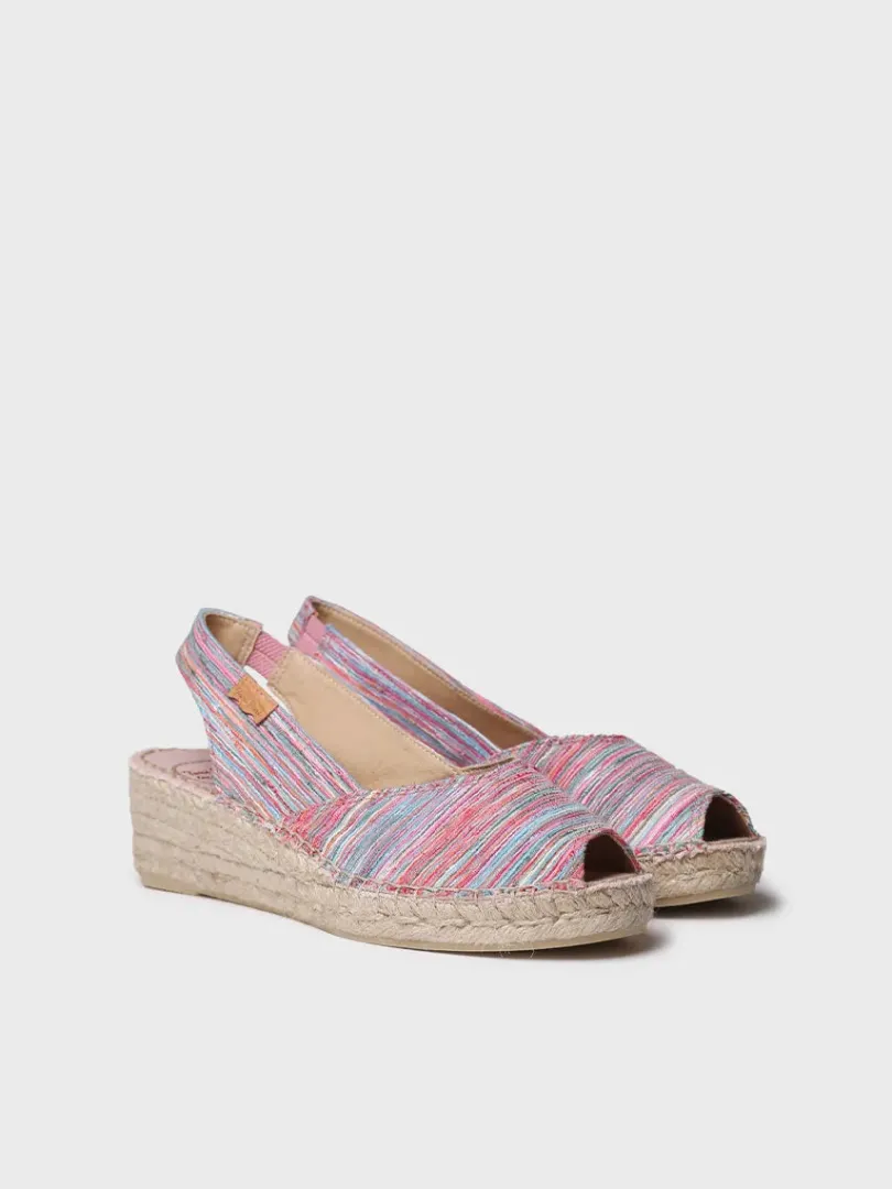 Toni Pons Cuñas Medias | Abiertas | BERI-RG - Alpargata peep toe de mujer con cuña y tejido rayado | BERI-RG