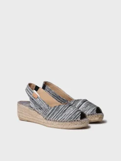 Toni Pons Cuñas Medias | Abiertas | BERI-RG - Alpargata peep toe de mujer con cuña y tejido rayado | BERI-RG