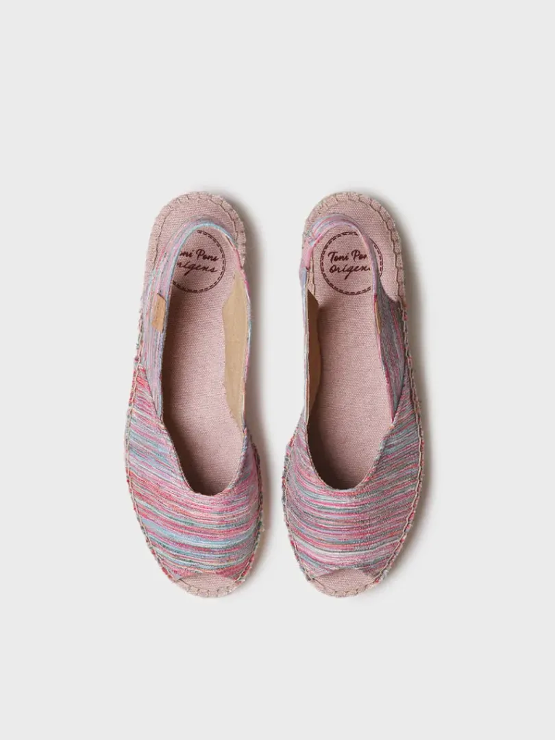 Toni Pons Cuñas Medias | Abiertas | BERI-RG - Alpargata peep toe de mujer con cuña y tejido rayado | BERI-RG