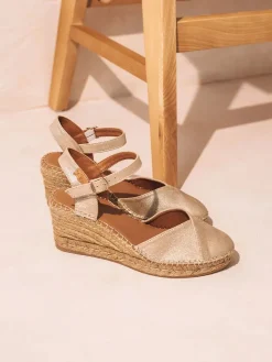 Toni Pons Cuñas Medias | Cerradas | BIANCA-AS - Alpargata de mujer en piel con cuña en color champagne | BIANCA-AS