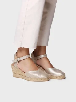 Toni Pons Cuñas Medias | Cerradas | BIANCA-AS - Alpargata de mujer en piel con cuña en color champagne | BIANCA-AS