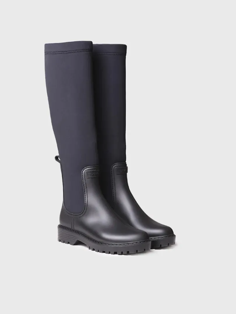 Toni Pons Botas | CARDIFF - Bota alta de agua para mujer en goma y licra | CARDIFF