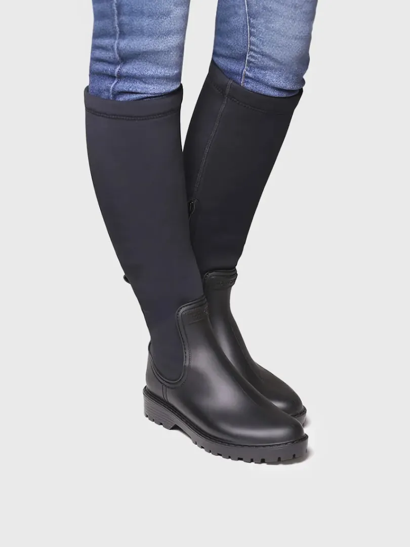 Toni Pons Botas | CARDIFF - Bota alta de agua para mujer en goma y licra | CARDIFF