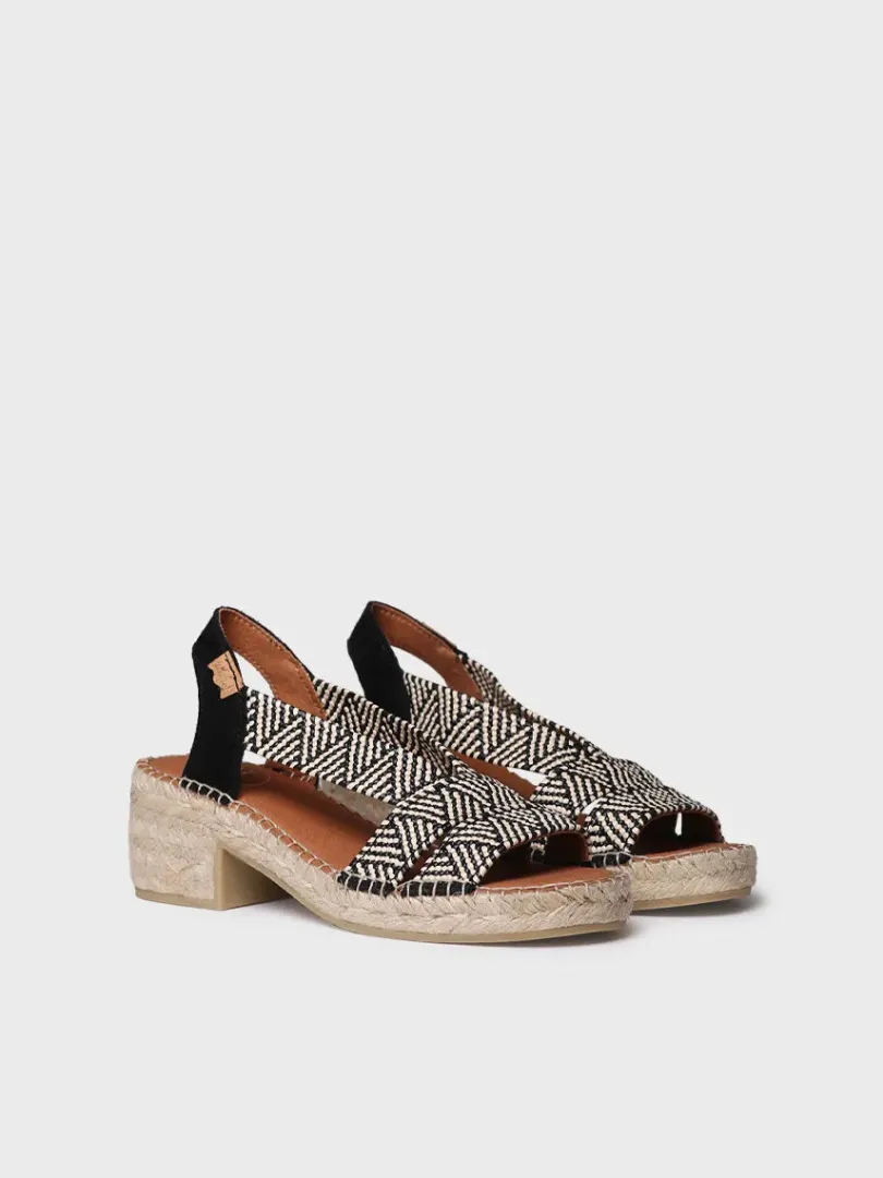 Toni Pons Cuñas Medias | Abiertas | DALYN - Alpargata de mujer con tacón ancho y elásticos bicolor | DALYN