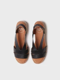 Toni Pons Cuñas Medias | Abiertas | DAMA - Alpargata de mujer con tacón ancho y elásticos metalizados | DAMA