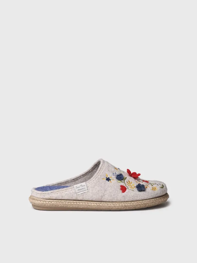Toni Pons Slippers | DELI-EF - Slippers para mujer en fieltro con flores | DELI-EF