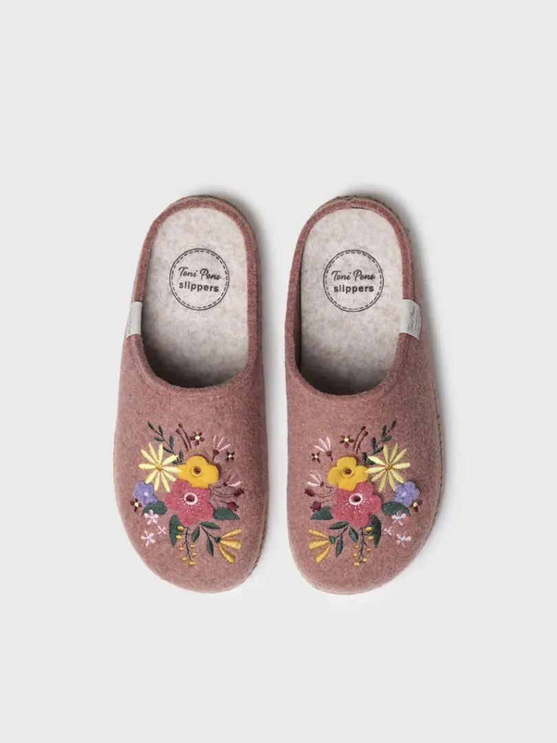 Toni Pons Slippers | DELI-EF - Slippers para mujer en fieltro con flores | DELI-EF