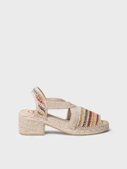 Toni Pons Cuñas Medias | Abiertas | DELMI-MA - Alpargata de mujer en rafia multicolor con tacón ancho | DELMI-MA