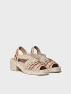 Toni Pons Cuñas Medias | Abiertas | DELMI-MA - Alpargata de mujer en rafia multicolor con tacón ancho | DELMI-MA