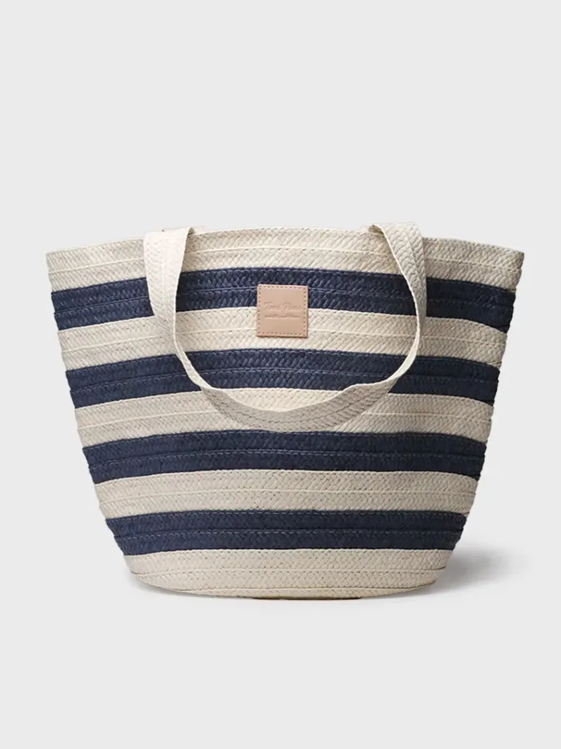 Toni Pons Bolsos | DESI - Bolso grande de mujer en rafia con rayas marineras | DESI