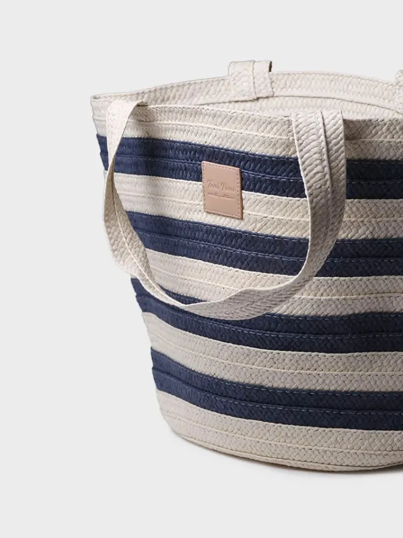Toni Pons Bolsos | DESI - Bolso grande de mujer en rafia con rayas marineras | DESI