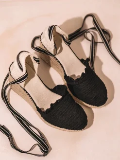 Toni Pons Cuñas Altas | GALARINA - Alpargata de punto de cuña con cintas para mujer | GALARINA
