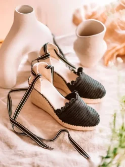 Toni Pons Cuñas Altas | GALARINA - Alpargata de punto de cuña con cintas para mujer | GALARINA