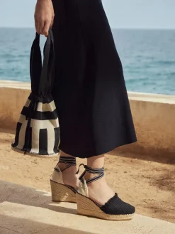 Toni Pons Cuñas Altas | GALARINA - Alpargata de punto de cuña con cintas para mujer | GALARINA