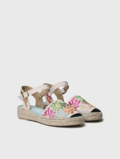 Toni Pons Abiertas | Cuñas Bajas | GARBET - Sandalia plana de mujer con bordado multicolor | GARBET