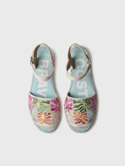 Toni Pons Abiertas | Cuñas Bajas | GARBET - Sandalia plana de mujer con bordado multicolor | GARBET