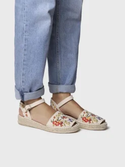 Toni Pons Abiertas | Cuñas Bajas | GARBET - Sandalia plana de mujer con bordado multicolor | GARBET