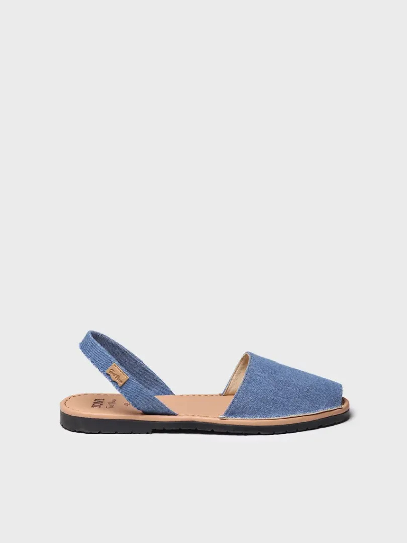 Toni Pons Menorquinas | GRAU-TX - Abarca de hombre en denim con planta de piel | GRAU-TX
