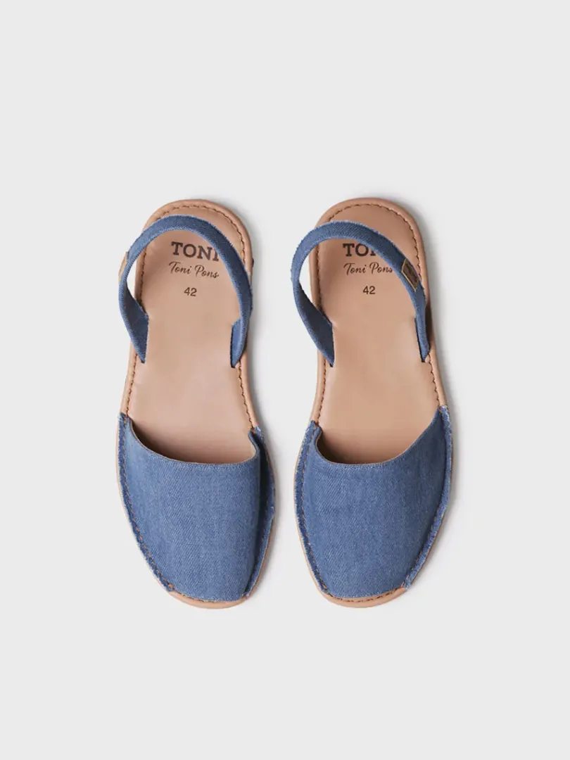 Toni Pons Menorquinas | GRAU-TX - Abarca de hombre en denim con planta de piel | GRAU-TX