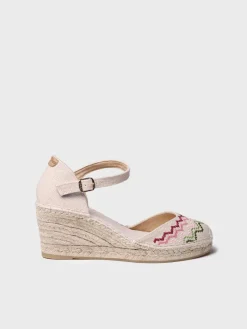 Toni Pons Cuñas Medias | Cerradas | JESSIE - Alpargata vegana de cuña con bordado en punto de cruz | JESSIE