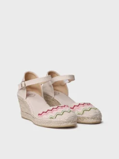 Toni Pons Cuñas Medias | Cerradas | JESSIE - Alpargata vegana de cuña con bordado en punto de cruz | JESSIE