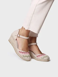 Toni Pons Cuñas Medias | Cerradas | JESSIE - Alpargata vegana de cuña con bordado en punto de cruz | JESSIE