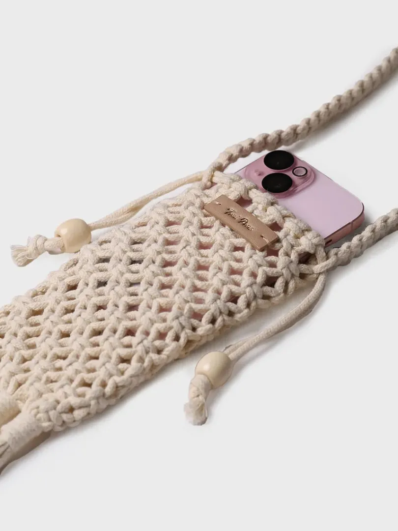 Toni Pons Bolsos | MAGALI - Bolso para móvil en crochet con flecos y cierres laterales | MAGALI
