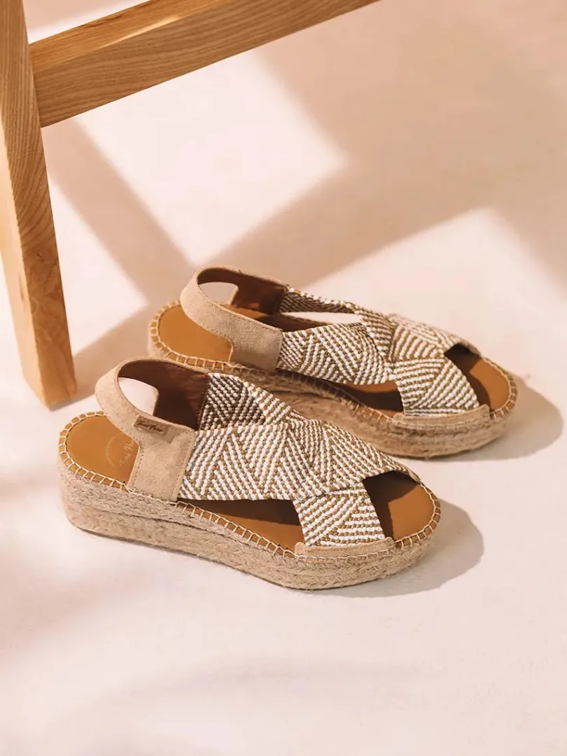 Toni Pons Cuñas Medias | Abiertas | MASAI - Alpargata de mujer con cuña y tiras elásticas multicolor | MASAI