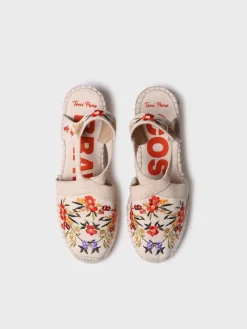 Toni Pons Cuñas Medias | Cerradas | MONTJOI - Alpargata de cuña de mujer con bordados multicolor | MONTJOI