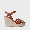 Toni Pons Cuñas Altas | Plataformas | OCTAVIA - Alpargata abierta de mujer en cuero y color platino con cuña | OCTAVIA