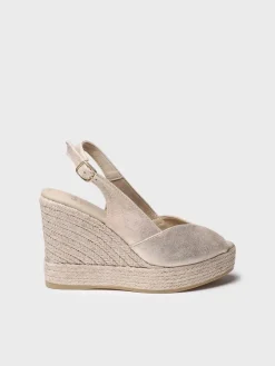Toni Pons Cuñas Altas | Plataformas | OPRAH - Alpargata peep toe alta de mujer en piel con cuña | OPRAH