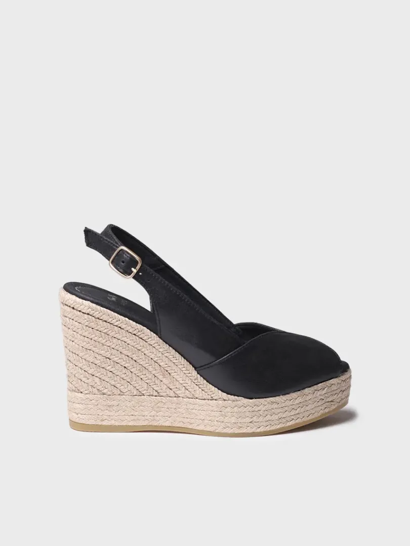 Toni Pons Cuñas Altas | Plataformas | OPRAH - Alpargata peep toe alta de mujer en piel con cuña | OPRAH