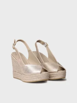 Toni Pons Cuñas Altas | Plataformas | OPRAH - Alpargata peep toe alta de mujer en piel con cuña | OPRAH