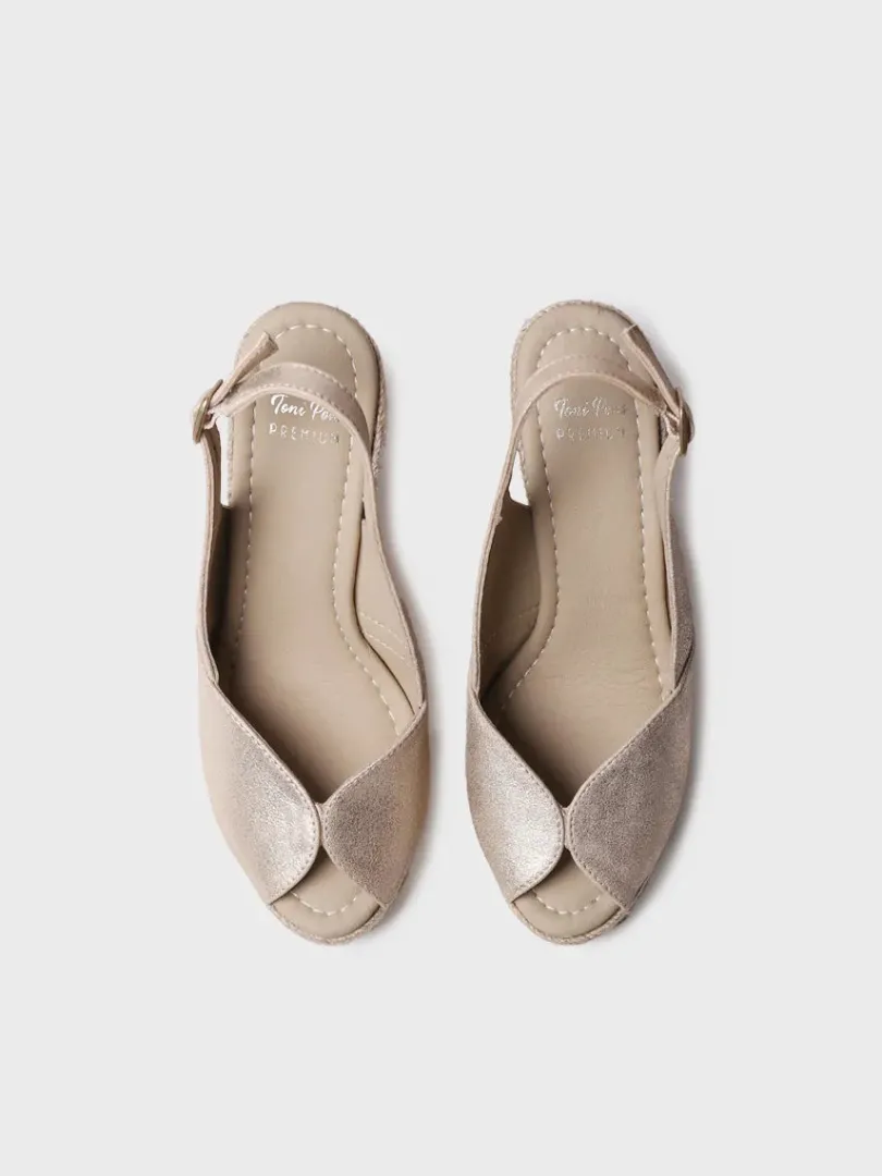 Toni Pons Cuñas Altas | Plataformas | OPRAH - Alpargata peep toe alta de mujer en piel con cuña | OPRAH