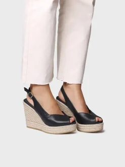 Toni Pons Cuñas Altas | Plataformas | OPRAH - Alpargata peep toe alta de mujer en piel con cuña | OPRAH