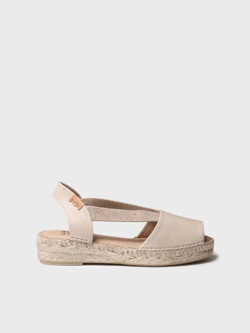 Toni Pons Abiertas | Cuñas Bajas | TALA - Alpargata de mujer en piel con cuña y elásticos para un calce más ancho | TALA