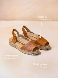 Toni Pons Abiertas | Cuñas Bajas | TALA - Alpargata de mujer en piel con cuña y elásticos para un calce más ancho | TALA