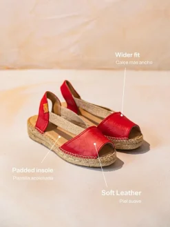 Toni Pons Abiertas | Cuñas Bajas | TALA - Alpargata de mujer en piel con cuña y elásticos para un calce más ancho | TALA