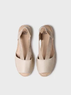 Toni Pons Abiertas | Cuñas Bajas | TALA - Alpargata de mujer en piel con cuña y elásticos para un calce más ancho | TALA