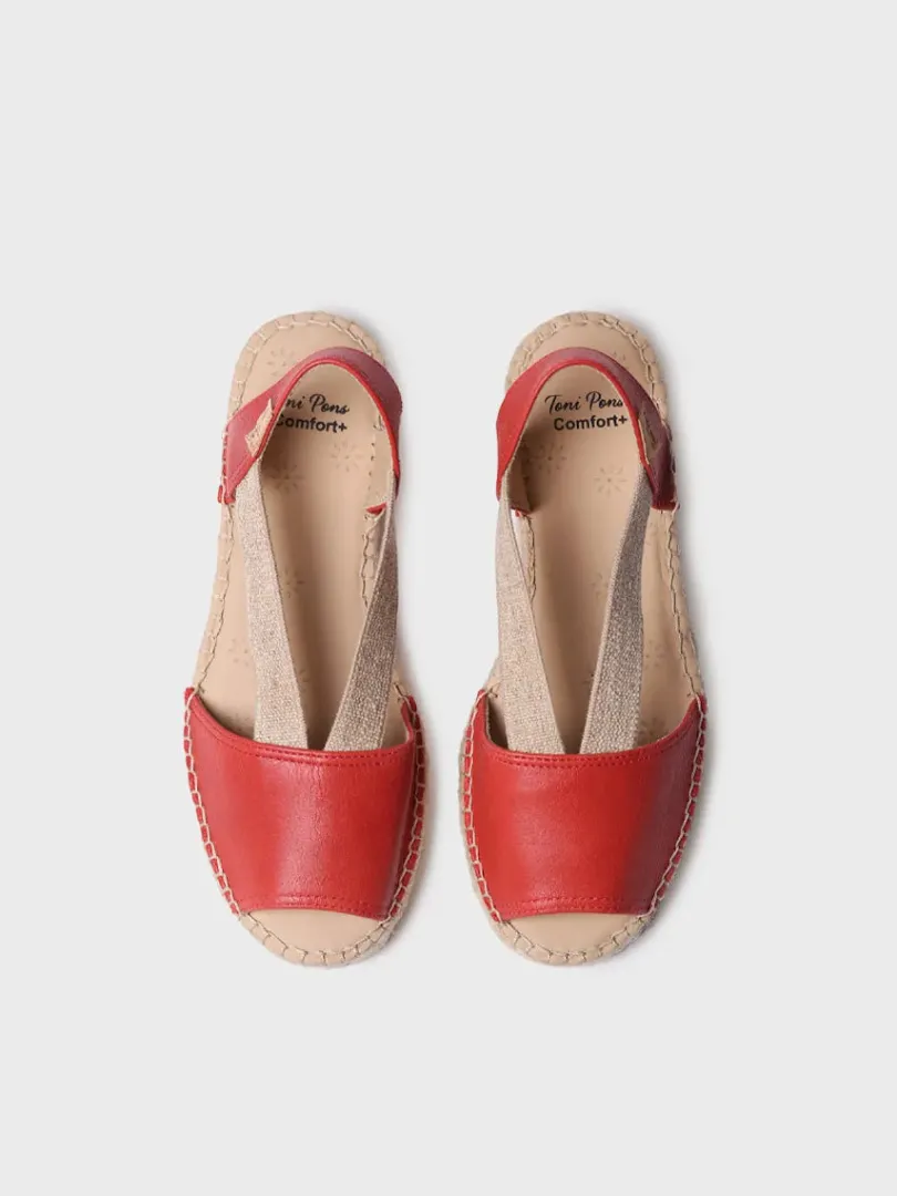 Toni Pons Abiertas | Cuñas Bajas | TALA - Alpargata de mujer en piel con cuña y elásticos para un calce más ancho | TALA