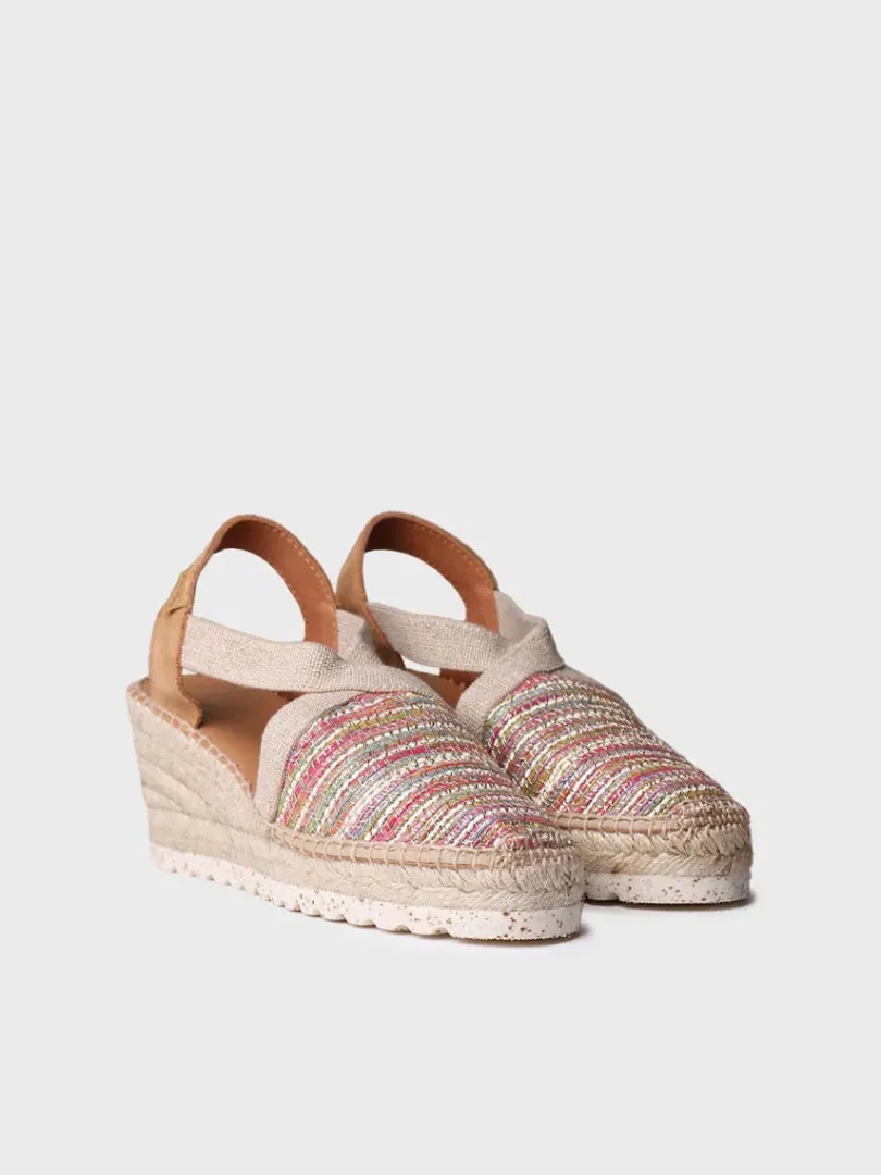 Toni Pons Cuñas Medias | Cerradas | TERRA-CL - Alpargata de cuña media en tejido multicolor con acabado brillante | TERRA-CL