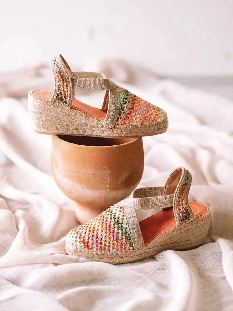 Toni Pons Cuñas Medias | Cerradas | TERRA-NZ - Alpargata vegana en rafia multicolor | TERRA-NZ